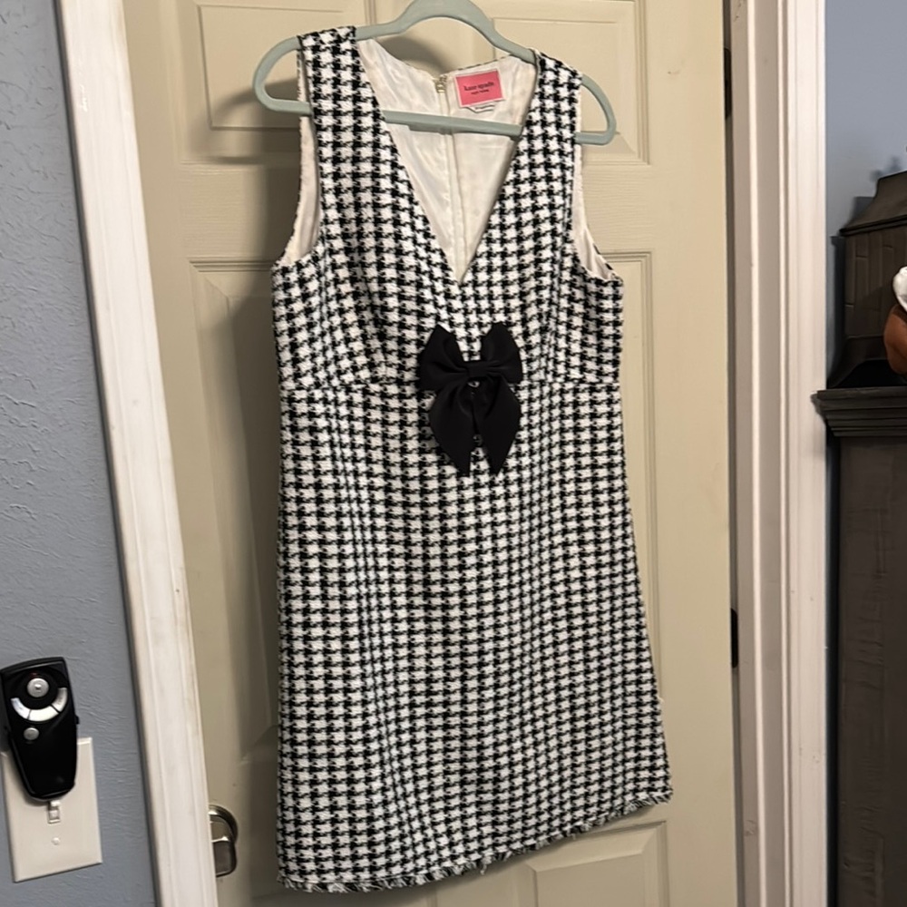 Black and White Houndstooth Dress with Bow